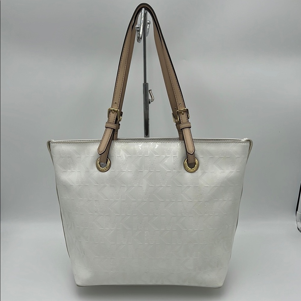 Michael Kors White and Tan Classic Tote